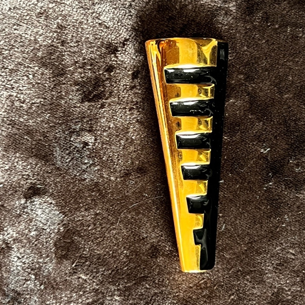 Vintage Art Deco Monet Gold And Black Enamel Brooch